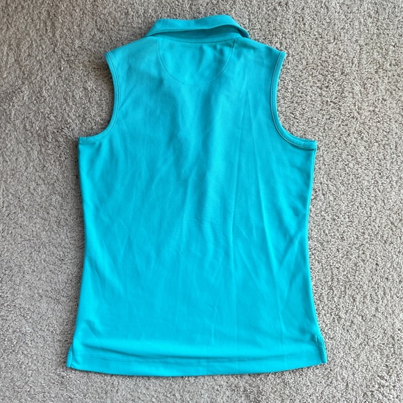 Pebble Beach Dry-Luxe Performance Golf Turquoise Sleeveless Polo Top, Medium - Picture 5 of 6